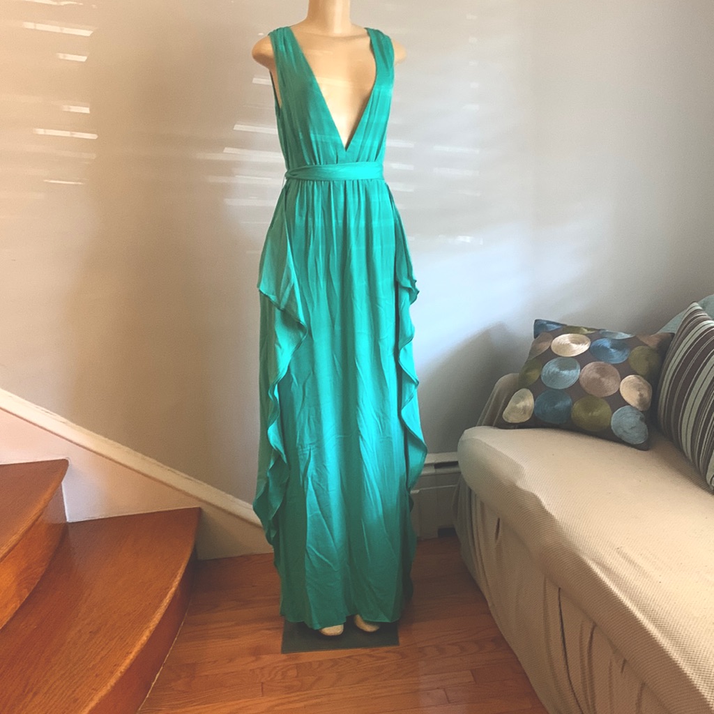 Bcbg Max Azria Brught Turquoise Deep V Gown